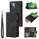 For iPhone 13 mini Multifunctional Phone Leather Case with Card Slot & Holder & Zipper Wallet & Photo Frame (Black) - 1