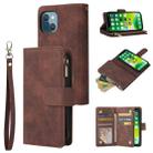 For iPhone 13 Multifunctional Phone Leather Case with Card Slot & Holder & Zipper Wallet & Photo Frame(Coffee) - 1