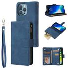 For iPhone 13 Pro Multifunctional Phone Leather Case with Card Slot & Holder & Zipper Wallet & Photo Frame (Blue) - 1