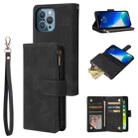 For iPhone 13 Pro Multifunctional Phone Leather Case with Card Slot & Holder & Zipper Wallet & Photo Frame (Black) - 1
