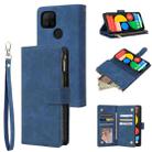 For Google Pixel 5a 5G Multifunctional Phone Leather Case with Card Slot & Holder & Zipper Wallet & Photo Frame(Blue) - 1