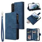 For Samsung Galaxy S22 5G Multifunctional Phone Leather Case with Card Slot & Holder & Zipper Wallet & Photo Frame(Blue) - 1