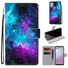 For Motorola Moto G10 / G20 / G30 Coloured Drawing Cross Texture Horizontal Flip PU Phone Leather Case with Holder & Card Slots & Wallet & Lanyard(Colorful Layer(Purple Green Starry Sky) - 1