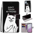 For Motorola Moto G10 / G20 / G30 Coloured Drawing Cross Texture Horizontal Flip PU Phone Leather Case with Holder & Card Slots & Wallet & Lanyard(Colorful Layer(Middle Finger White Cat) - 1