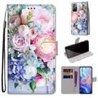 For Xiaomi Redmi Note 11 Coloured Drawing Cross Texture Horizontal Flip PU Phone Leather Case with Holder & Card Slots & Wallet & Lanyard(Colorful Layer(Light Pink Bouquet) - 1