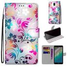 For Nokia C01 Plus Coloured Drawing Cross Texture Horizontal Flip PU Phone Leather Case with Holder & Card Slots & Wallet & Lanyard(Colorful Layer(Gradient Colorful Flower) - 1