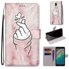 For Nokia C01 Plus Coloured Drawing Cross Texture Horizontal Flip PU Phone Leather Case with Holder & Card Slots & Wallet & Lanyard(Colorful Layer(Pink Hands Than Hearts) - 1