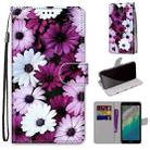 For Nokia C01 Plus Coloured Drawing Cross Texture Horizontal Flip PU Phone Leather Case with Holder & Card Slots & Wallet & Lanyard(Colorful Layer(Chrysanthemum Pink White Purple) - 1