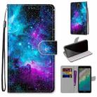 For Nokia C01 Plus Coloured Drawing Cross Texture Horizontal Flip PU Phone Leather Case with Holder & Card Slots & Wallet & Lanyard(Colorful Layer(Purple Green Starry Sky) - 1