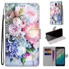 For Nokia C01 Plus Coloured Drawing Cross Texture Horizontal Flip PU Phone Leather Case with Holder & Card Slots & Wallet & Lanyard(Colorful Layer(Light Pink Bouquet) - 1