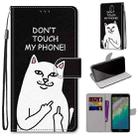 For Nokia C01 Plus Coloured Drawing Cross Texture Horizontal Flip PU Phone Leather Case with Holder & Card Slots & Wallet & Lanyard(Colorful Layer(Middle Finger White Cat) - 1