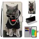 For Samsung Galaxy A03 Core Coloured Drawing Cross Texture Horizontal Flip PU Phone Leather Case with Holder & Card Slots & Wallet & Lanyard(Colorful Layer(Golden Chain Grey Cat) - 1