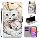 For Samsung Galaxy A03s 166mm Version Coloured Drawing Cross Texture Horizontal Flip PU Phone Leather Case with Holder & Card Slots & Wallet & Lanyard(Colorful Layer(Big Cat Hugging Kitten) - 1