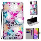For Samsung Galaxy A03s 166mm Version Coloured Drawing Cross Texture Horizontal Flip PU Phone Leather Case with Holder & Card Slots & Wallet & Lanyard(Colorful Layer(Gradient Colorful Flower) - 1