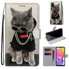 For Samsung Galaxy A03s 166mm Version Coloured Drawing Cross Texture Horizontal Flip PU Phone Leather Case with Holder & Card Slots & Wallet & Lanyard(Colorful Layer(Golden Chain Grey Cat) - 1