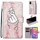 For Samsung Galaxy A03s 166mm Version Coloured Drawing Cross Texture Horizontal Flip PU Phone Leather Case with Holder & Card Slots & Wallet & Lanyard(Colorful Layer(Pink Hands Than Hearts) - 1