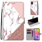 For Samsung Galaxy A03s 166mm Version Coloured Drawing Cross Texture Horizontal Flip PU Phone Leather Case with Holder & Card Slots & Wallet & Lanyard(Colorful Layer(Stitching Pink Stone Pattern) - 1