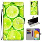 For Samsung Galaxy A13 5G Coloured Drawing Cross Texture Horizontal Flip PU Phone Leather Case with Holder & Card Slots & Wallet & Lanyard(Colorful Layer(Lime) - 1