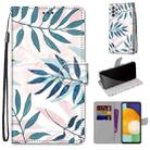 For Samsung Galaxy A33 5G Coloured Drawing Cross Texture Horizontal Flip PU Phone Leather Case with Holder & Card Slots & Wallet & Lanyard(Colorful Layer(Pink Green Needles) - 1