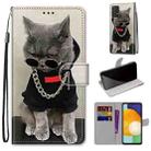 For Samsung Galaxy A53 5G Global Coloured Drawing Cross Texture Horizontal Flip PU Phone Leather Case with Holder & Card Slots & Wallet & Lanyard(Colorful Layer(Golden Chain Grey Cat) - 1