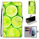 For Samsung Galaxy S22 5G Coloured Drawing Cross Texture Horizontal Flip PU Phone Leather Case with Holder & Card Slots & Wallet & Lanyard(Colorful Layer(Lime) - 1