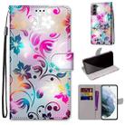 For Samsung Galaxy S22 5G Coloured Drawing Cross Texture Horizontal Flip PU Phone Leather Case with Holder & Card Slots & Wallet & Lanyard(Colorful Layer(Gradient Colorful Flower) - 1