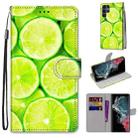 For Samsung Galaxy S22 Ultra 5G Coloured Drawing Cross Texture Horizontal Flip PU Phone Leather Case with Holder & Card Slots & Wallet & Lanyard(Colorful Layer(Lime) - 1