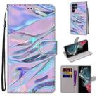 For Samsung Galaxy S22 Ultra 5G Coloured Drawing Cross Texture Horizontal Flip PU Phone Leather Case with Holder & Card Slots & Wallet & Lanyard(Colorful Layer(Fluorescent Water Pattern) - 1