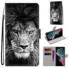 For Samsung Galaxy S22 Ultra 5G Coloured Drawing Cross Texture Horizontal Flip PU Phone Leather Case with Holder & Card Slots & Wallet & Lanyard(Colorful Layer(Black and White Lion Head) - 1