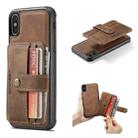 For iPhone XR JEEHOOD RFID Blocking Anti-Theft Wallet Phone Case(Brown) - 1