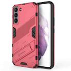 For Samsung Galaxy S22+ 5G Punk Armor 2 in 1 PC + TPU Shockproof Phone Case with Invisible Holder(Light Red) - 1