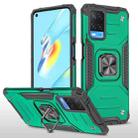 For OPPO A54 4G Magnetic Armor Shockproof TPU + PC Phone Case with Metal Ring Holder(Dark Green) - 1