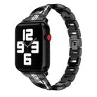 Diamond Encrusted Stainless Steel Strap Watch Band For Apple Watch Series 8&7 41mm / SE 2&6&SE&5&4 40mm / 3&2&1 38mm(Black) - 1