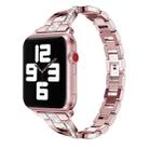 Diamond Encrusted Stainless Steel Strap Watch Band For Apple Watch Series 8&7 41mm / SE 2&6&SE&5&4 40mm / 3&2&1 38mm(Rose Gold) - 1