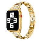 Diamond Encrusted Stainless Steel Strap Watch Band For Apple Watch Series 8&7 41mm / SE 2&6&SE&5&4 40mm / 3&2&1 38mm(Gold) - 1