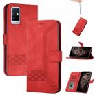 For Infinix Note 10 Cubic Skin Feel Flip Leather Phone Case(Red) - 1