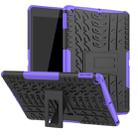 For iPad 10.2 2021 / 2020 / 2019 Tire Texture TPU + PC Shockproof Case with Holder(Purple) - 1