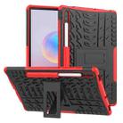 For Galaxy Tab S6 Tire Texture TPU + PC Shockproof Case with Holder(Red) - 1