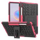 For Galaxy Tab S6 Tire Texture TPU + PC Shockproof Case with Holder(Pink) - 1