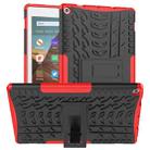 For Amazon Kindle Fire HD 10 2019 Tire Texture TPU + PC Shockproof Case with Holder(Red) - 1