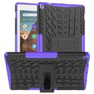 For Amazon Kindle Fire HD 10 2019 Tire Texture TPU + PC Shockproof Case with Holder(Purple) - 1