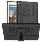 For Amazon Kindle Fire HD 10 2019 Tire Texture TPU + PC Shockproof Case with Holder(Black) - 1