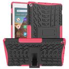 For Amazon Kindle Fire HD 10 2019 Tire Texture TPU + PC Shockproof Case with Holder(Pink) - 1