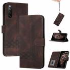 For Sony Xperia 10 III Cubic Skin Feel Flip Leather Phone Case(Dark Coffee) - 1