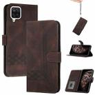 For Samsung Galaxy A12 Cubic Skin Feel Flip Leather Phone Case(Dark Coffee) - 1