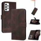 For Samsung Galaxy A72 5G Cubic Skin Feel Flip Leather Phone Case(Dark Coffee) - 1