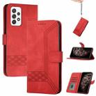 For Samsung Galaxy A72 5G Cubic Skin Feel Flip Leather Phone Case(Red) - 1