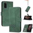 For Samsung Galaxy Note20 Cubic Skin Feel Flip Leather Phone Case(Dark Green) - 1