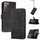 For Samsung Galaxy Note20 Ultra Cubic Skin Feel Flip Leather Phone Case(Black) - 1