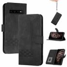 For Samsung Galaxy S10+ Cubic Skin Feel Flip Leather Phone Case(Black) - 1